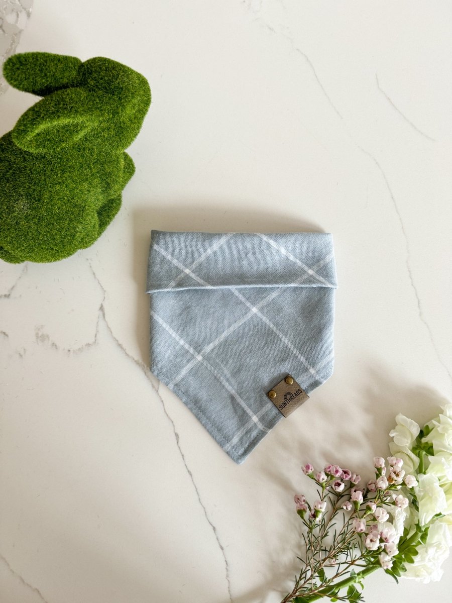Blue Gingham Dog Bandana