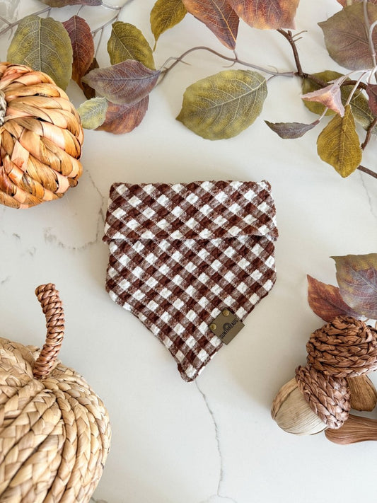 Brown Gingham Dog Bandana